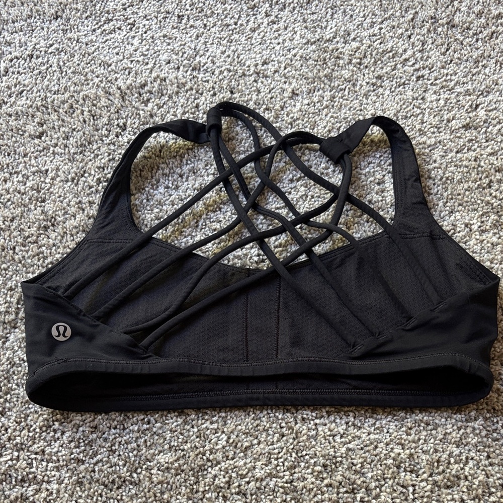 lululemon athletica Black Strappy Lattice-Back Sports Bra